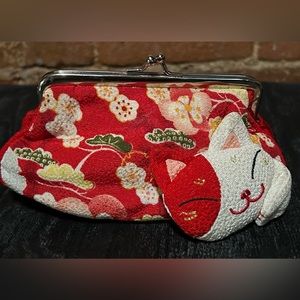 Vintage 90s Japanese Kitty Cat purse with small bell